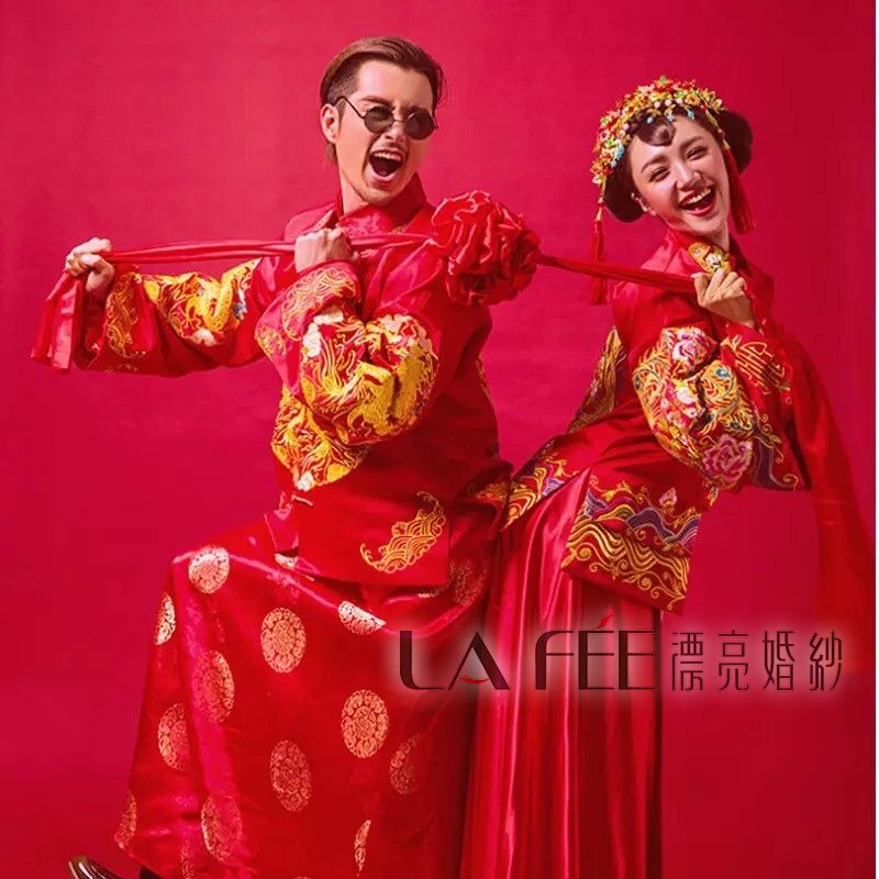婚紗攝影道具-喜慶紅色傳統花球