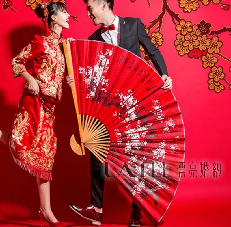 婚紗攝影道具-中式超大紅扇子