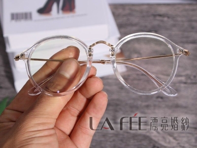 婚紗攝影道具-圓形透明眼鏡